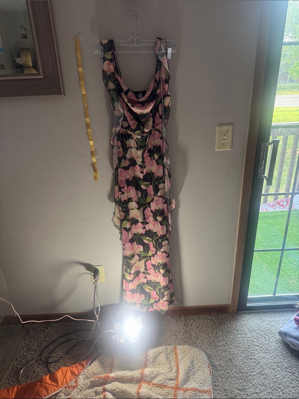 Petal & Pup Pink Floral Cowl-Neck Maxi Dress on Green